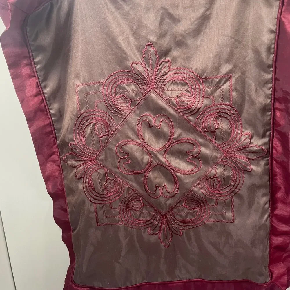Chris Madden JCP Home Euro Sham Brown Burgundy Embroidered Medallion‎ 31x24.5